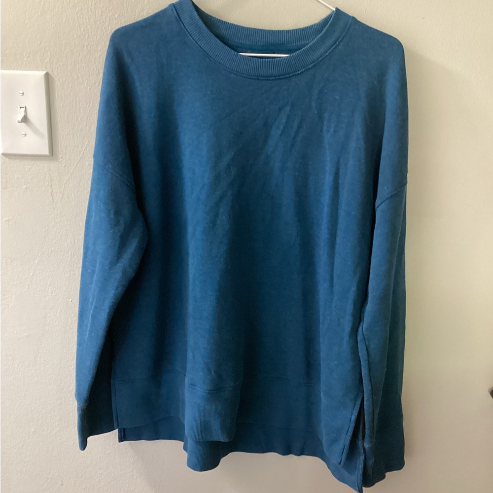 Women’s Time And Tru Medium Aqua Pullover Sweatshirt Tote2